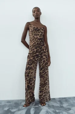 Clearance TOP LENCERO ESTAMPADO ANIMAL Mujer Tops / Bodies