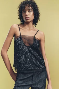 New TOP LENTEJUELAS ORGANZA ZW COLLECTION Mujer Tops / Bodies