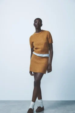 Hot TOP MANGA CORTA CON ALPACA Y LANA Mujer Cárdigan / Jerséis|Punto