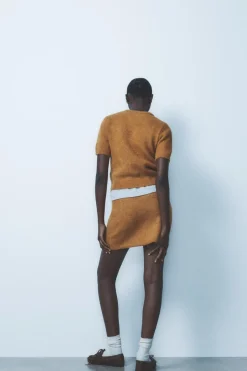 Hot TOP MANGA CORTA CON ALPACA Y LANA Mujer Cárdigan / Jerséis|Punto