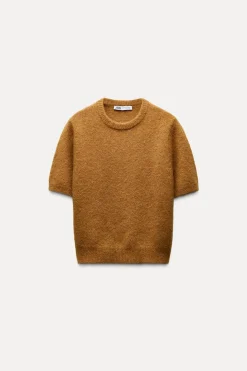 Hot TOP MANGA CORTA CON ALPACA Y LANA Mujer Cárdigan / Jerséis|Punto