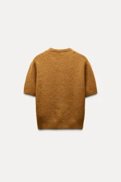 Hot TOP MANGA CORTA CON ALPACA Y LANA Mujer Cárdigan / Jerséis|Punto