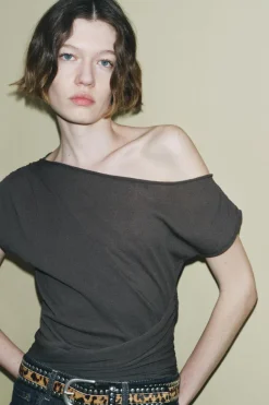 Online TOP MIDI PUNTO DRAPEADO Mujer Cárdigan / Jerséis|Punto