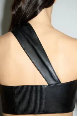 Discount TOP PIEL CRUZADO ASIMÉTRICO Mujer Tops / Bodies