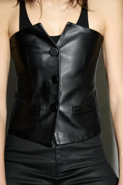 New TOP PIEL PALABRA DE HONOR BOTONES Mujer Tops / Bodies