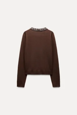 Online TOP POLO PUNTO ABALORIOS JOYA Mujer Cárdigan / Jerséis|Punto