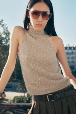 Hot TOP PUNTO ABALORIOS Mujer Cárdigan / Jerséis|Punto