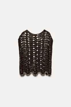 Sale TOP PUNTO ABIERTO ABALORIOS Mujer Cárdigan / Jerséis|Punto