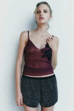 Fashion TOP PUNTO BORDADOS Mujer Tops / Bodies|Lenceria