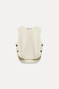 Fashion TOP PUNTO BOTONES LATERALES Mujer Cárdigan / Jerséis|Punto