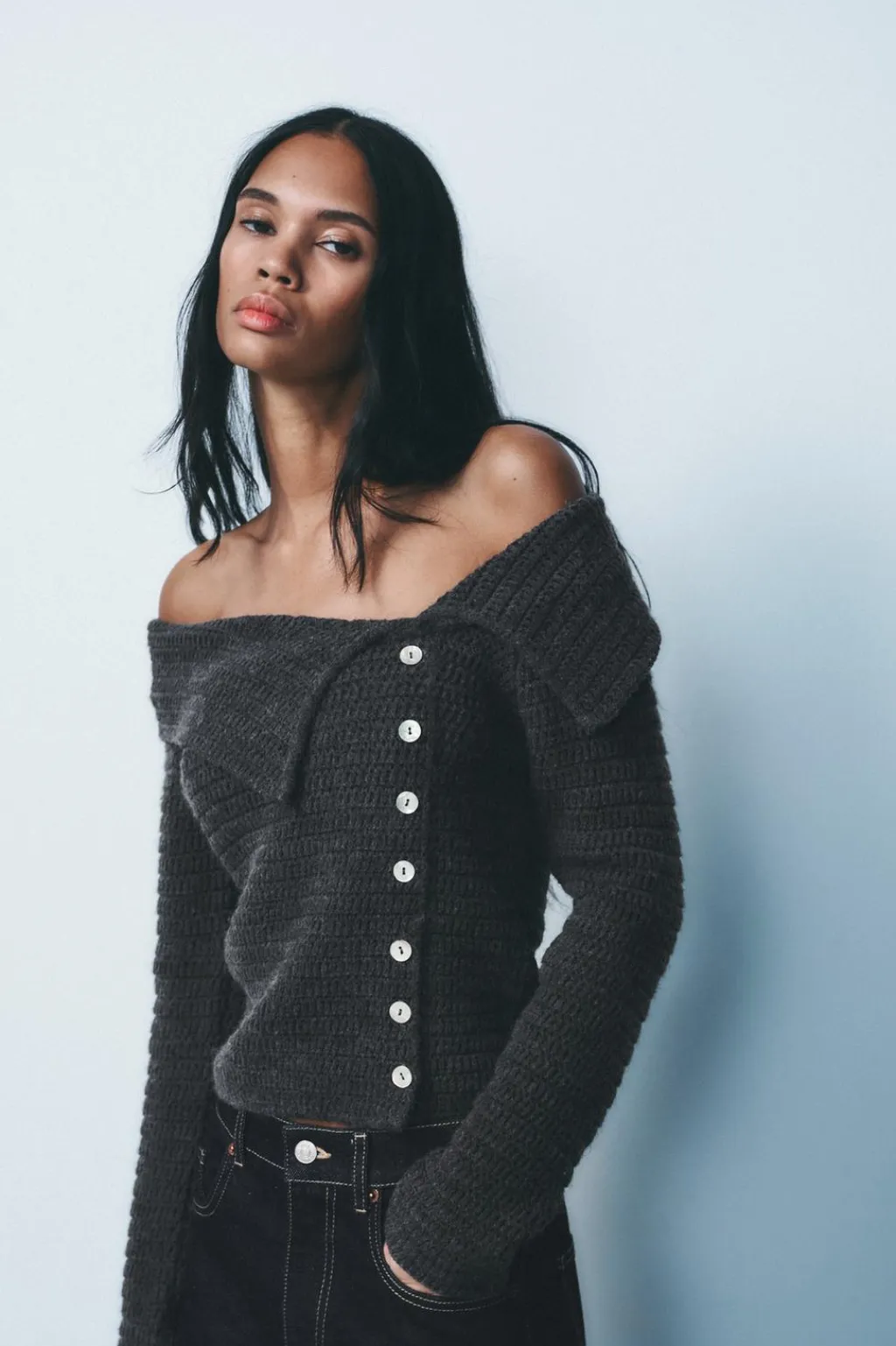 Hot TOP PUNTO BOTONES LATERALES Mujer Cárdigan / Jerséis|Punto