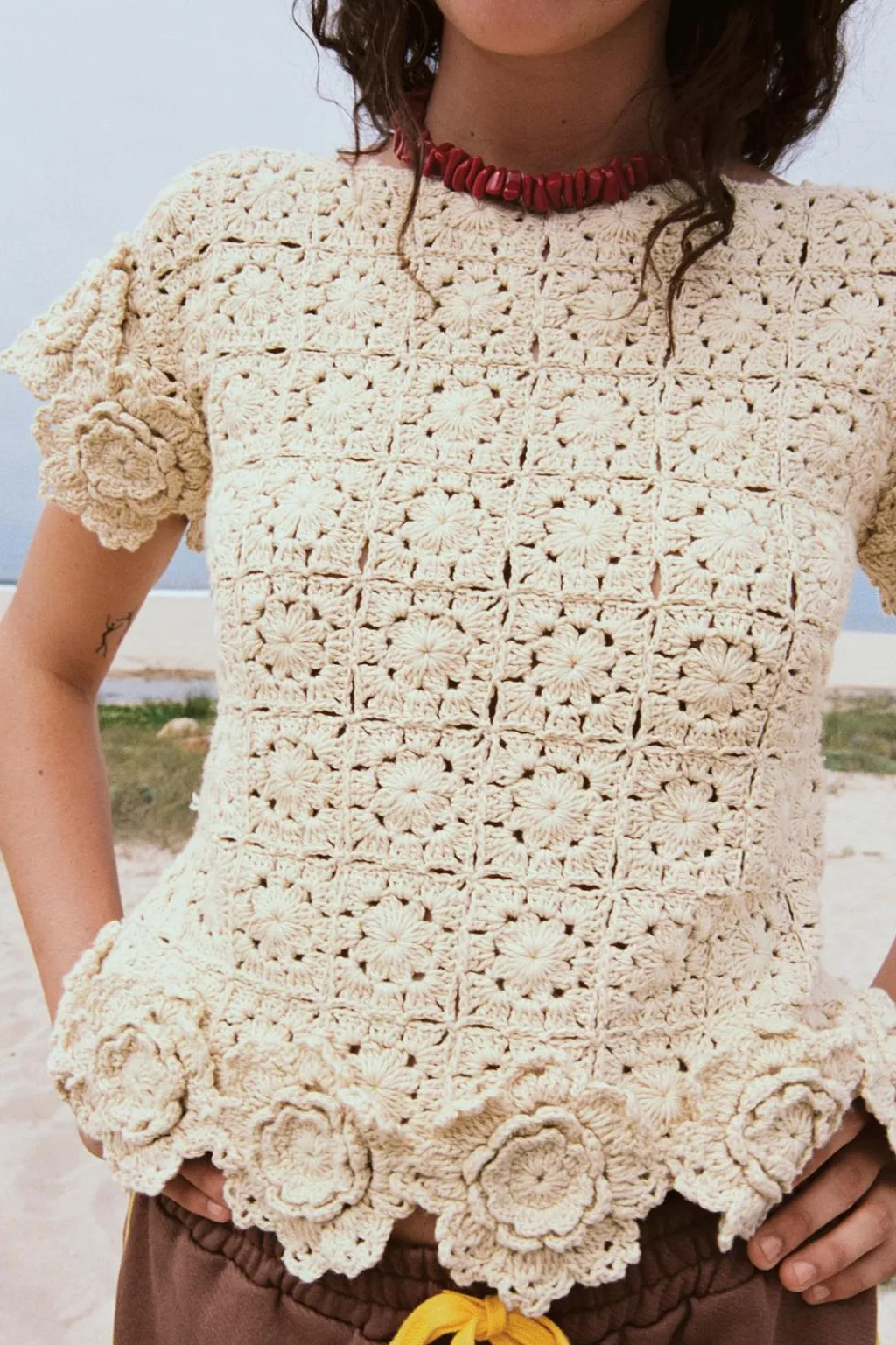 Discount TOP PUNTO CROCHET FLORES Mujer Cárdigan / Jerséis|Punto