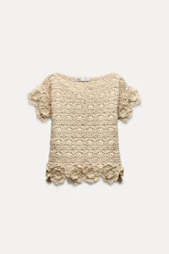 Discount TOP PUNTO CROCHET FLORES Mujer Cárdigan / Jerséis|Punto