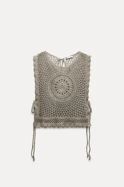 New TOP PUNTO CROCHET LAZOS Mujer Cárdigan / Jerséis|Punto