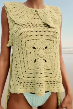 New TOP PUNTO CROCHET LAZOS LATERALES Mujer Cárdigan / Jerséis|Punto