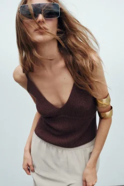 Online TOP PUNTO ESCOTE PICO Mujer Cárdigan / Jerséis|Punto