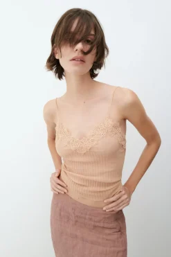 Outlet TOP PUNTO FINO ENCAJE Mujer Tops / Bodies