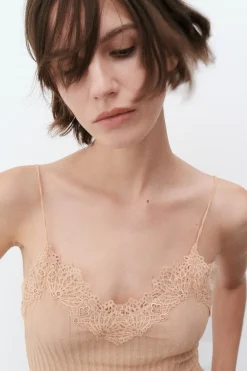 Outlet TOP PUNTO FINO ENCAJE Mujer Tops / Bodies