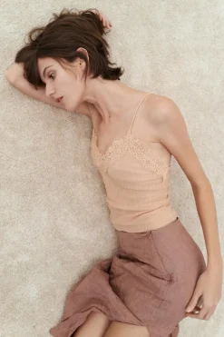 Outlet TOP PUNTO FINO ENCAJE Mujer Tops / Bodies