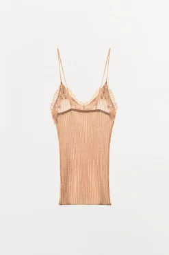 Outlet TOP PUNTO FINO ENCAJE Mujer Tops / Bodies