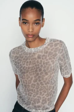 Clearance TOP PUNTO FINO ESTAMPADO ANIMAL Mujer Cárdigan / Jerséis|Punto