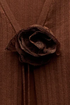 Hot TOP PUNTO FINO FLOR Mujer Cárdigan / Jerséis|Punto