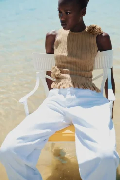 New TOP PUNTO FINO FLORES Mujer Cárdigan / Jerséis|Punto