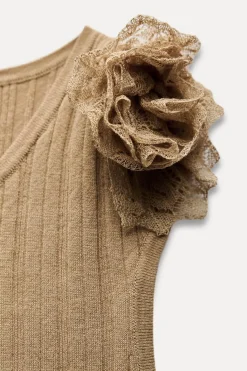 New TOP PUNTO FINO FLORES Mujer Cárdigan / Jerséis|Punto