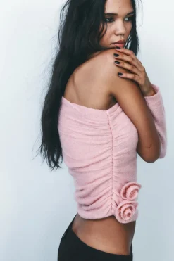 Fashion TOP PUNTO FLORES Mujer Cárdigan / Jerséis|Punto