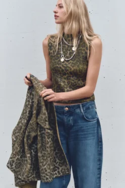 Fashion TOP PUNTO FOIL ESTAMPADO ANIMAL Mujer Cárdigan / Jerséis|Punto