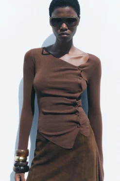 Discount TOP PUNTO FRUNCES Mujer Cárdigan / Jerséis|Punto