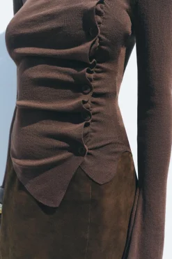 Discount TOP PUNTO FRUNCES Mujer Cárdigan / Jerséis|Punto