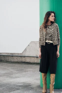 Sale TOP PUNTO JACQUARD ANIMAL CUELLO JOYA Mujer Cárdigan / Jerséis|Punto