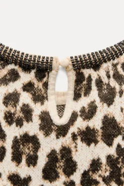 Sale TOP PUNTO JACQUARD ANIMAL CUELLO JOYA Mujer Cárdigan / Jerséis|Punto