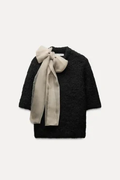 New TOP PUNTO LAZO ORGANZA Mujer Cárdigan / Jerséis|Punto