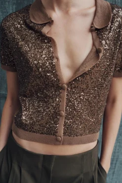 Sale TOP PUNTO LENTEJUELAS Mujer Cárdigan / Jerséis|Punto