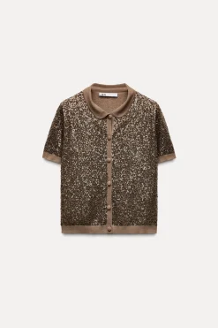 Sale TOP PUNTO LENTEJUELAS Mujer Cárdigan / Jerséis|Punto