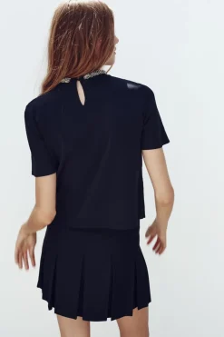 Sale TOP PUNTO LISO ABALORIOS CUELLO Mujer Cárdigan / Jerséis|Punto