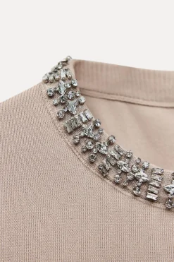 Online TOP PUNTO LISO ABALORIOS JOYA Mujer Cárdigan / Jerséis|Punto