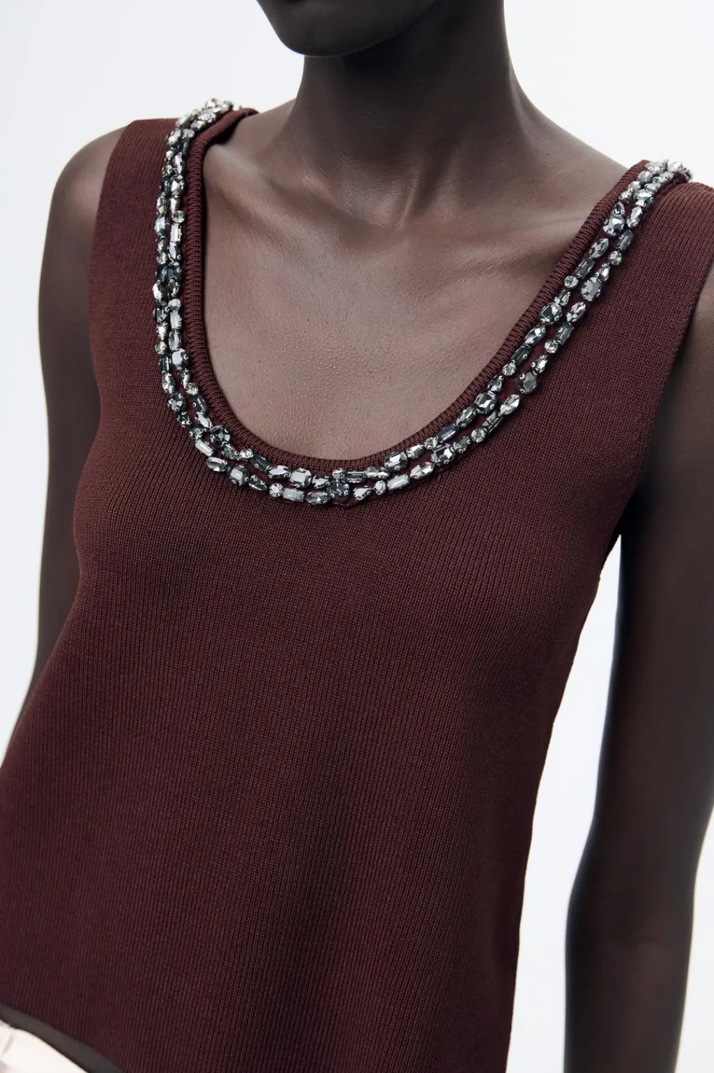 Fashion TOP PUNTO LISO ABALORIOS JOYA Mujer Cárdigan / Jerséis|Punto