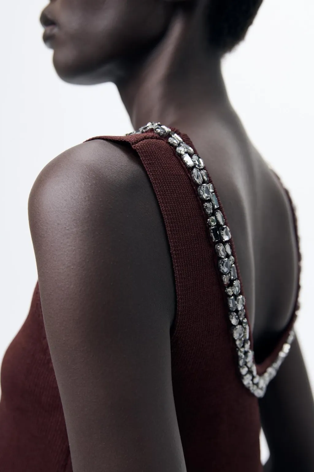 Fashion TOP PUNTO LISO ABALORIOS JOYA Mujer Cárdigan / Jerséis|Punto