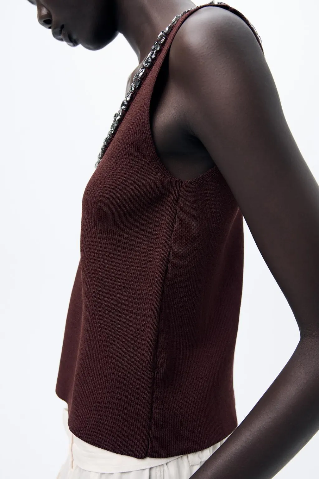 Fashion TOP PUNTO LISO ABALORIOS JOYA Mujer Cárdigan / Jerséis|Punto