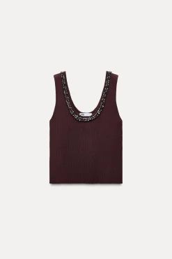 Fashion TOP PUNTO LISO ABALORIOS JOYA Mujer Cárdigan / Jerséis|Punto