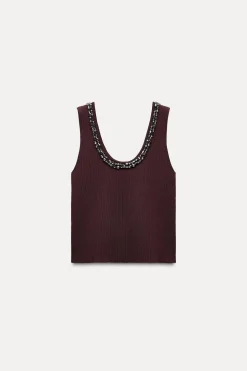 Fashion TOP PUNTO LISO ABALORIOS JOYA Mujer Cárdigan / Jerséis|Punto