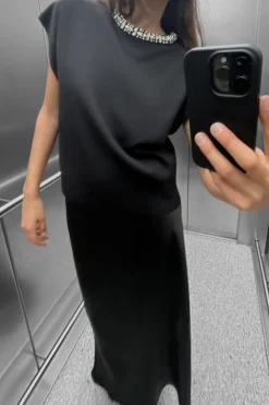 Best TOP PUNTO LISO ABALORIOS JOYA Mujer Cárdigan / Jerséis|Punto