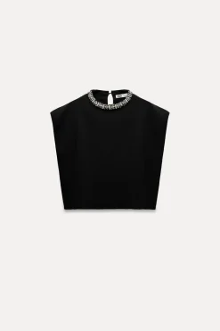 Best TOP PUNTO LISO ABALORIOS JOYA Mujer Cárdigan / Jerséis|Punto