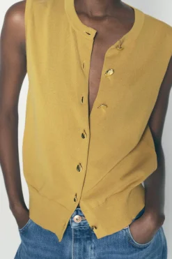 Clearance TOP PUNTO LISO BOTONES DORADOS Mujer Cárdigan / Jerséis|Punto