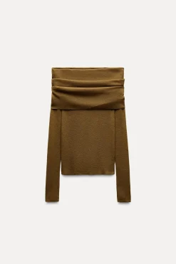 Hot TOP PUNTO LISO OFF SHOULDER Mujer Cárdigan / Jerséis|Punto