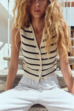 New TOP PUNTO RAYAS Mujer Cárdigan / Jerséis|Punto