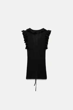 Sale TOP PUNTO VOLANTES LAZOS Mujer Cárdigan / Jerséis|Punto